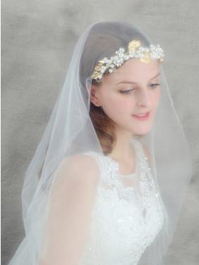 High End Handmade Wedding Hair Accessories Crystals Bridal Headbands Gold Leafs Crystals Pearls Bridal Hairpiece H116