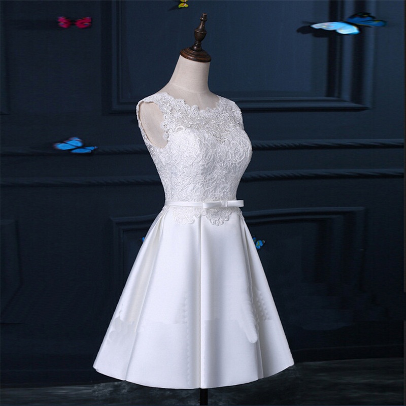 2017 New Real Evening Dresses with Sashes Elegant High Neck A-Line Backless Girls Women Short Ball Prom Party Graduation Formal Dress