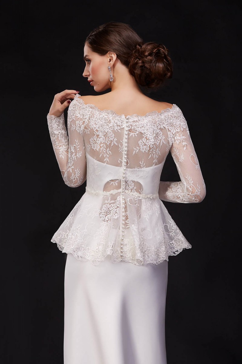 Off The Shoulder Iullsion Bridal Wraps & Jackets Lace Appliques Long Sleeves Jacket Coats With Sash Tulle Bridal Accessories