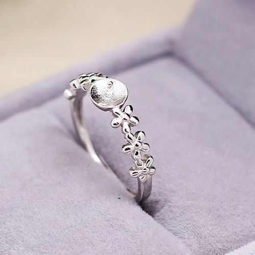5-8mm Pearl 925 Sterling Silver Semi Mount Engagement Wedding Ring Semi Mount Fine Silver Jewelry Ring Setting