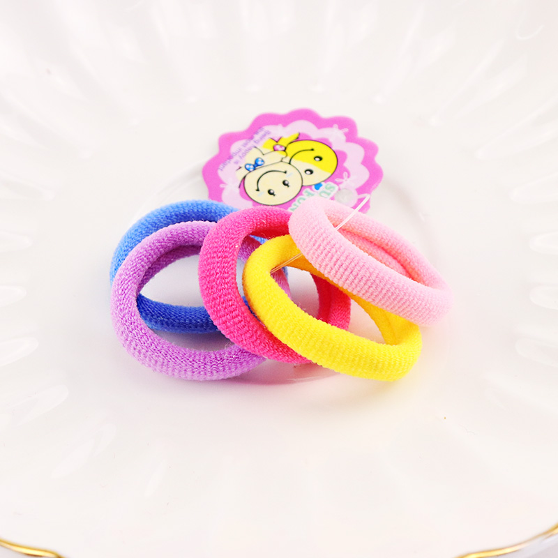 Wholesale- 5PCS/Lot New Kids Small Hair Ropes Candy Colors Elastic Hair Bands Rubber Bands Girls Ponytail Holder Hair Accessories Tie Gums