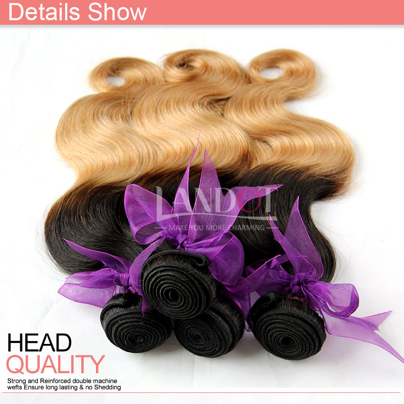 Ombre Peruvian Hair Weave Bundles Two Toned Ombre 1B/27# Honey Blonde Ombre Peruvian Body Wave Wavy Human Hair Extensions 3 Bundles Lot