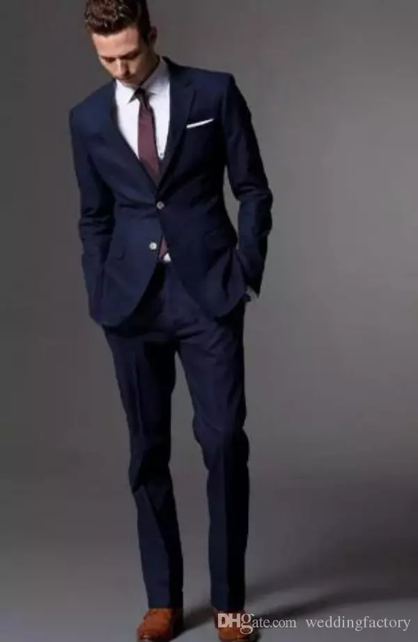custom made dark navy blue men suit fashion groom suit wedding suits for men slim fit groom tuxedos for best man jacketpants