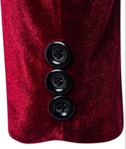 Wholesale- Mens Burgundy Velvet Blazer Traje Hombre Purple Black Corduroy Suits Jacket For Men Casual Fashion One Button Coat M