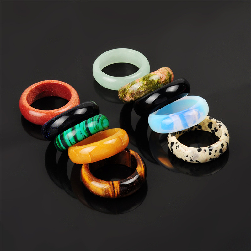 Men's Women's Mixed Random Color Natural Stone Dalmation Jasper Onyx Tiger's Eye Finger Ring Opal Green Aventurine Band Ring, Silver
Men's Women's Mixed Random Color Natural Stone Dalmation Jasper Onyx Tiger's Eye Finger Ring Opal Green Aventurine Band Ring, Silver