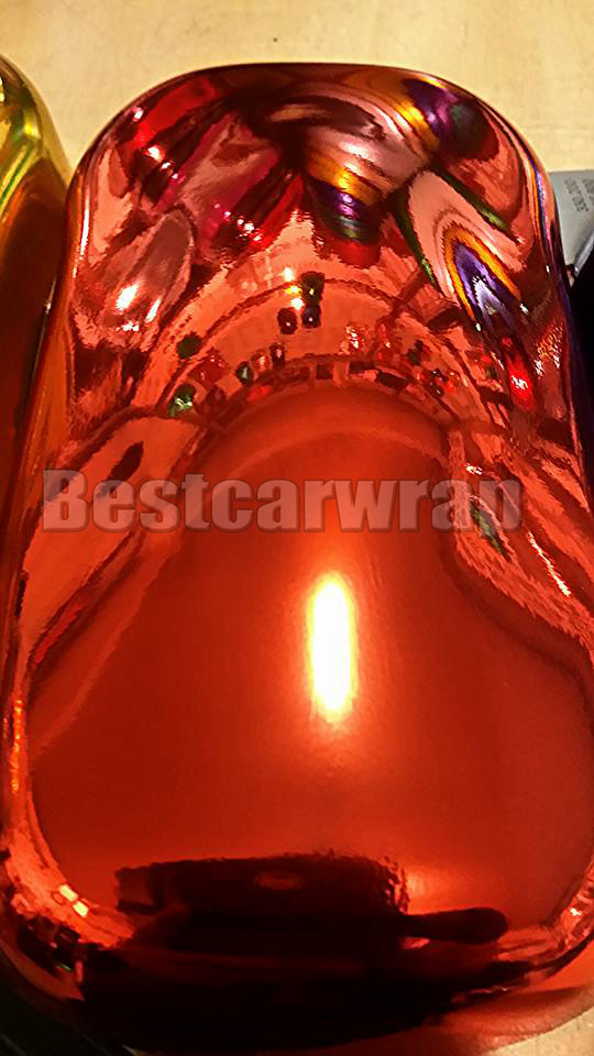 Stretchable Orange Chrome Vinyl Wrap Car Wrap Air Bubble Free Flexible Chrome Wraps Vehicle Easy install chrome foil 1.52x20m/Roll