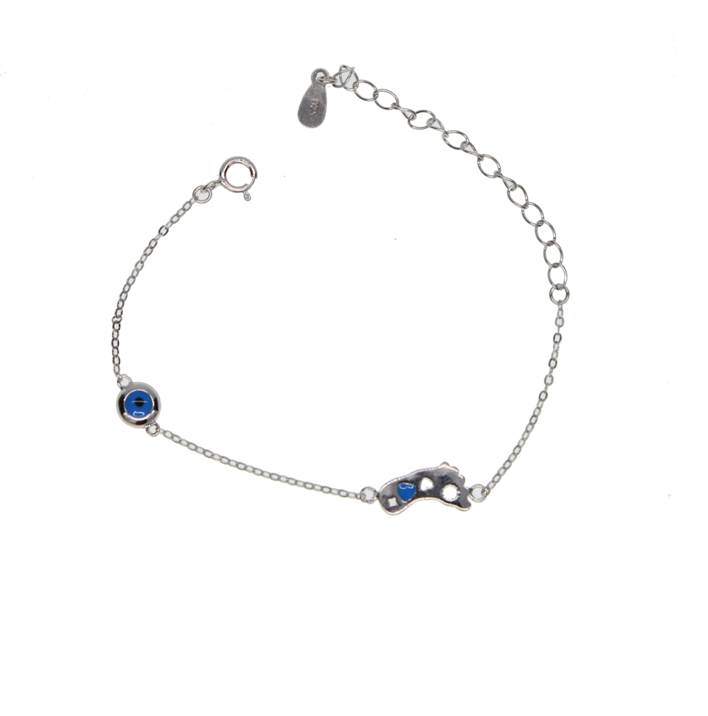 925 silver baby bracelet with foot eye charm connector charm bracelet jewelry for birthday gift family love jewelry with real silver