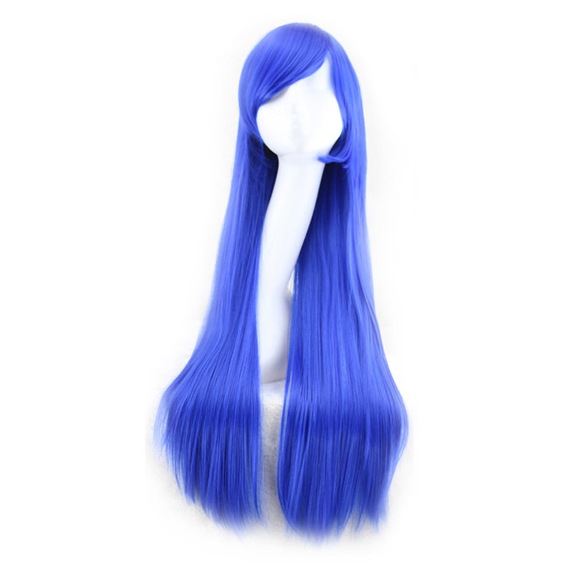 WoodFestival 80cm fiber wigs for women blonde black pink blue yellow navy long straight wig cosplay synthetic hair