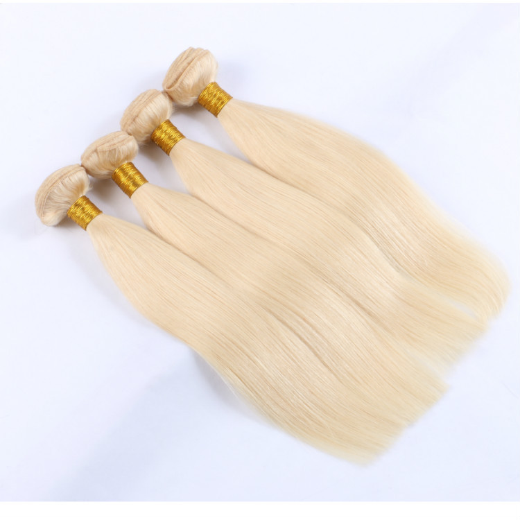 Free shipping Brazilian Body Wave Straight Weaves Double Wefts 100g/pc 613 Russian Blonde Color Can be Dyed Human Remy Hair Extensions