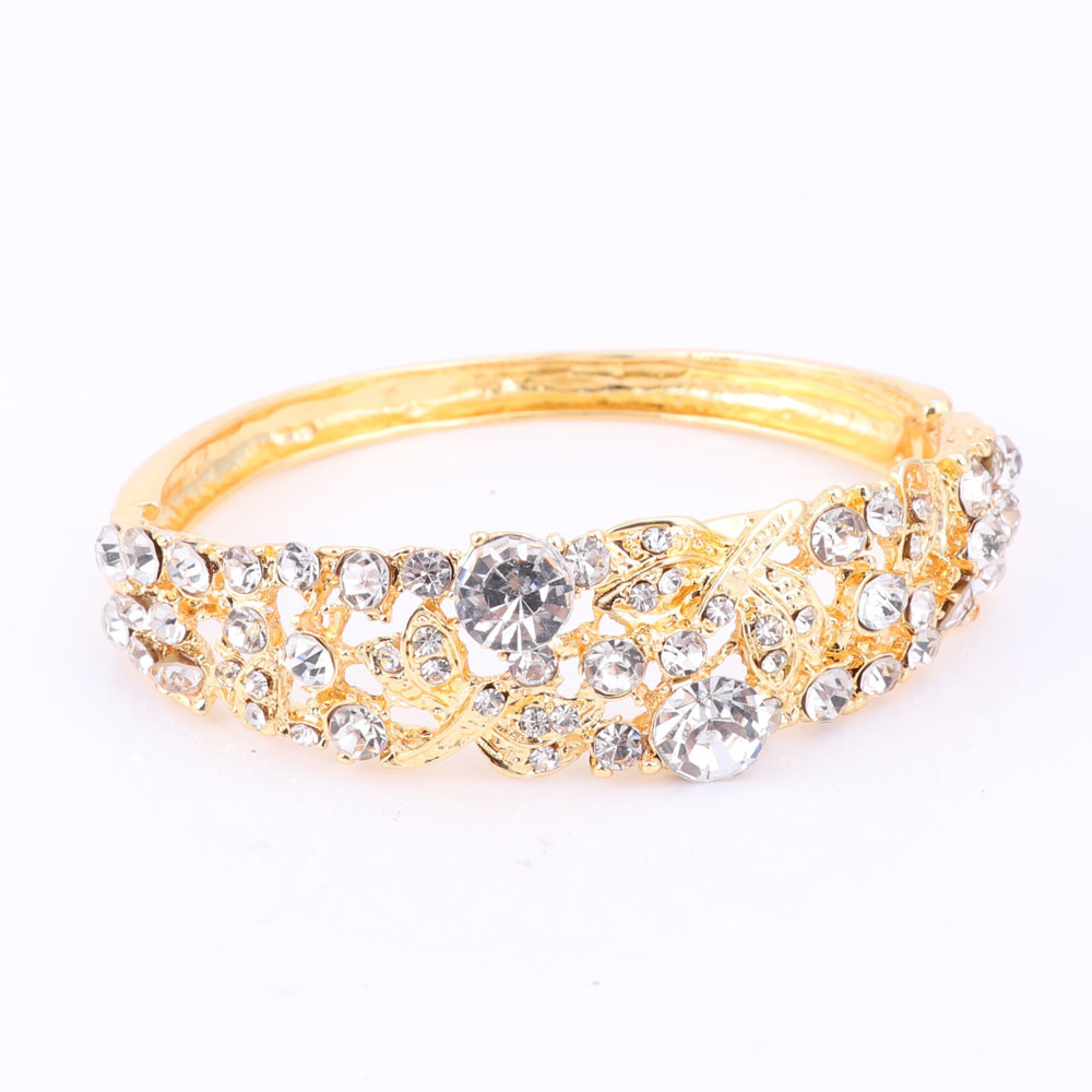 Women Gold Plated Boho Crystal Jewelry Set With Necklace Earrings Bracelet Ring Direct Selling Statement For Party Wedding Jewellry Sets