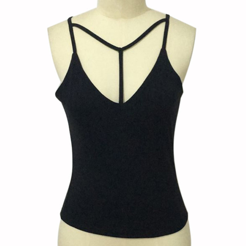 Wholesale- Plus Size 3XL New 2016 Summer Women Sexy Camisole Tank Tops V neck Spaghetti Strap Backless camisoles for Women Slim Vest Camis