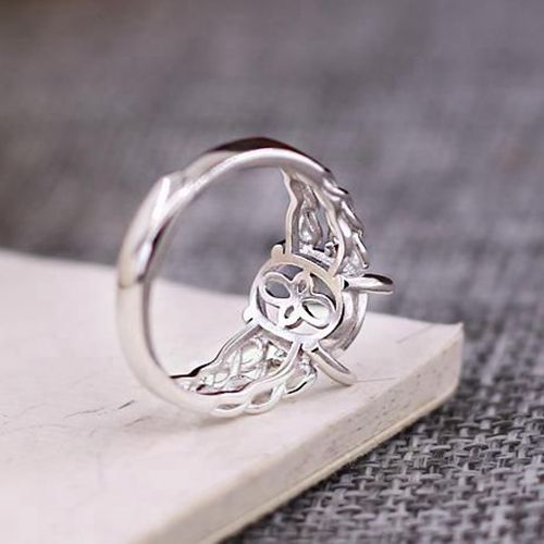 8x10MM Oval Cabochon Semi Mount Engagement Wedding Ring 925 Sterling Silver Fine Silver Jewelry