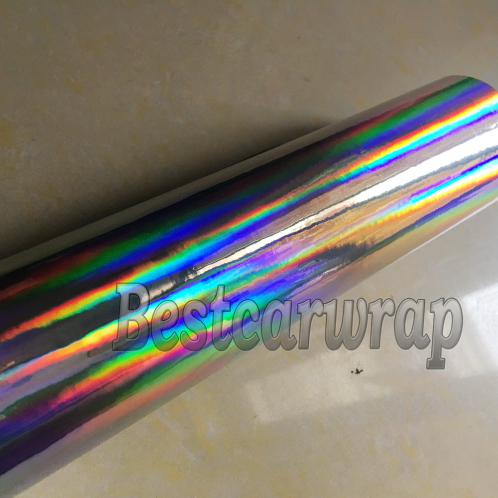 Various Color Chrome Holographic Vinyl Film For car wrapping with Air bubble Free Rainbow Chameleon Chrome Wrap LASER Foil 1.52x20m/ 5x67ft