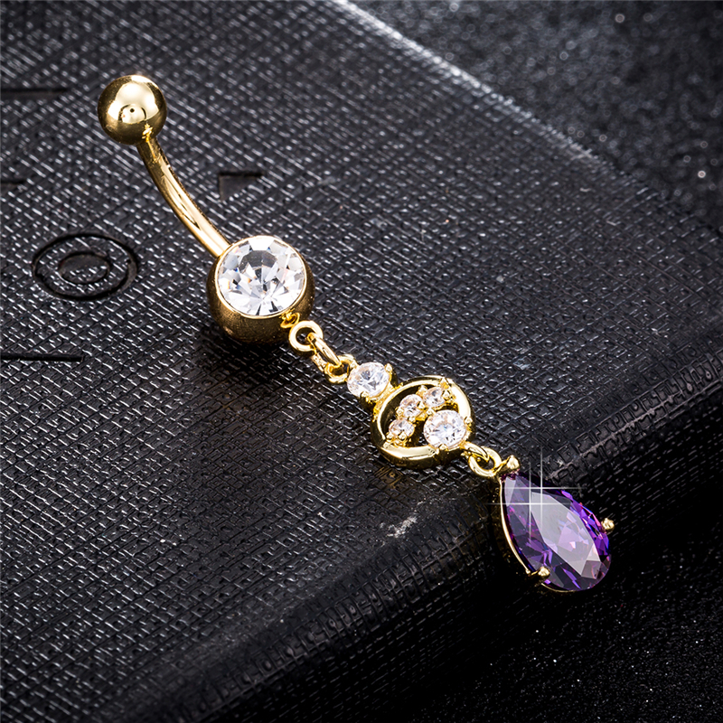 18K Yellow Gold Plated Women Piercing Body Jewelry Belly Button Navel Rings Body Piercing Jewelry Dangle Accessories