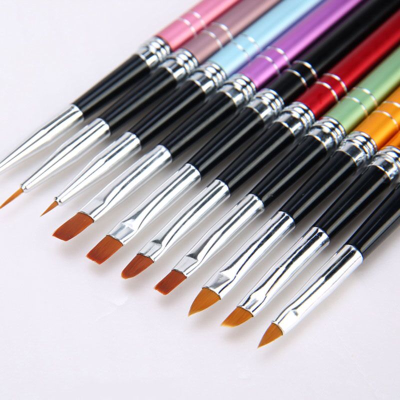 10 Colors Different Sizes Nail ASet With Copper Handle Design 10 Pcs/Set Polish Nylon UV Gel Painting Nail Brushes