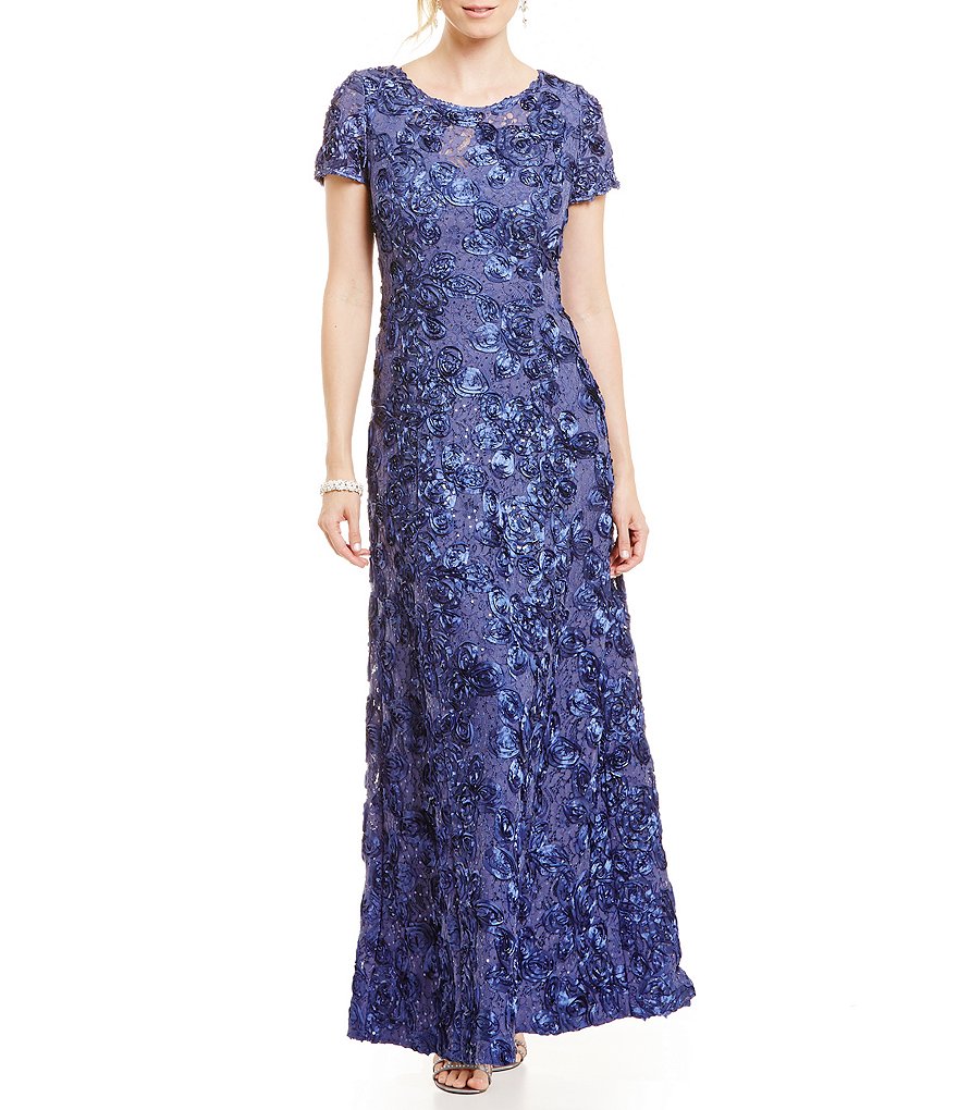 Silver Lace Sequined Long Mother Of the Bride Dresses Short Sleeves Evening Gowns Guest Dress Evening Wear For Weddings Plus Size Formal
