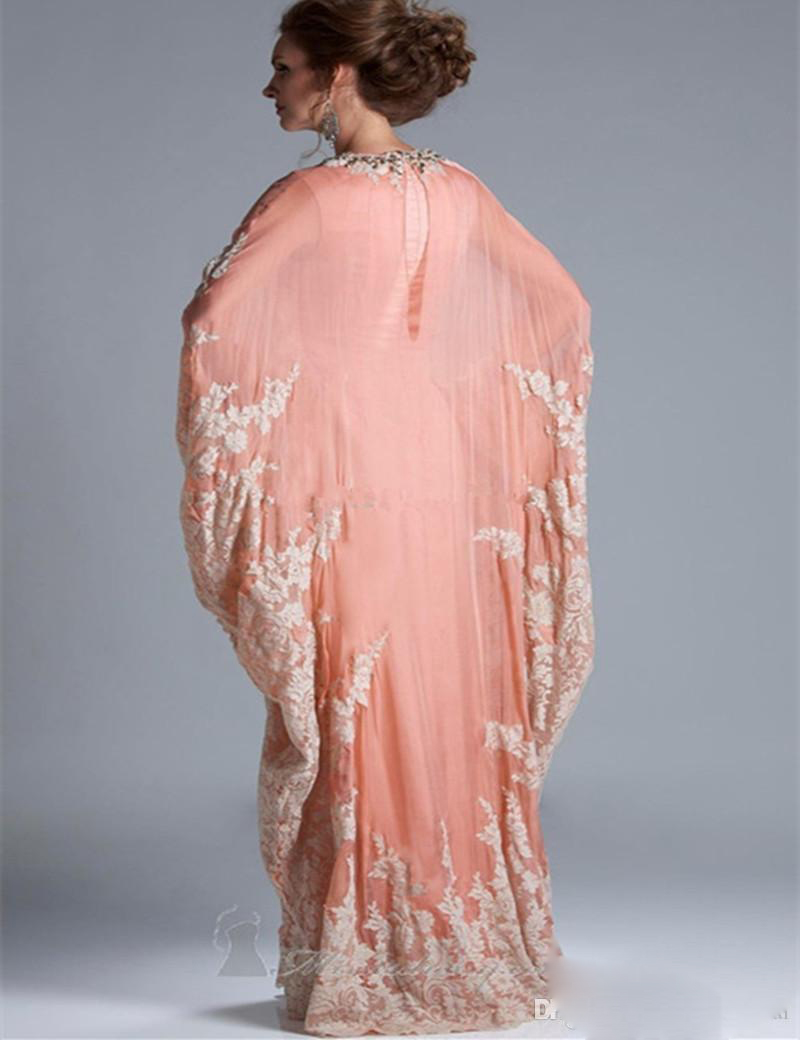 Dubai Abaya Long Chiffon Formal Evening Dresses with Long Sleeves Lace Appliques Prom Gowns Saudi Arabic Vestido De Festa Fall Winter