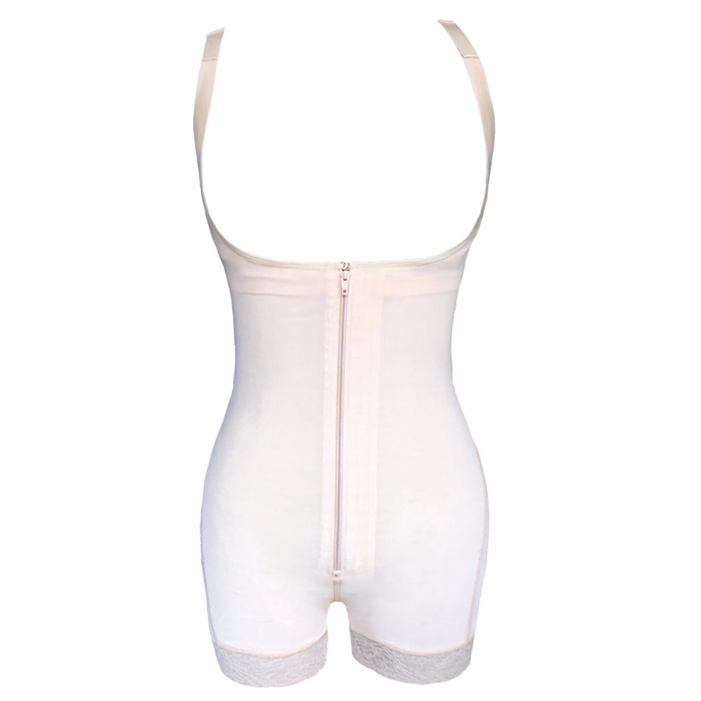 Lace Hem Full Bodyshaper Underbust Slimming Waist Trainer Shapewear Tummy Control Underwear Butt Lifter Latex Zipper Body Shaper for Women
