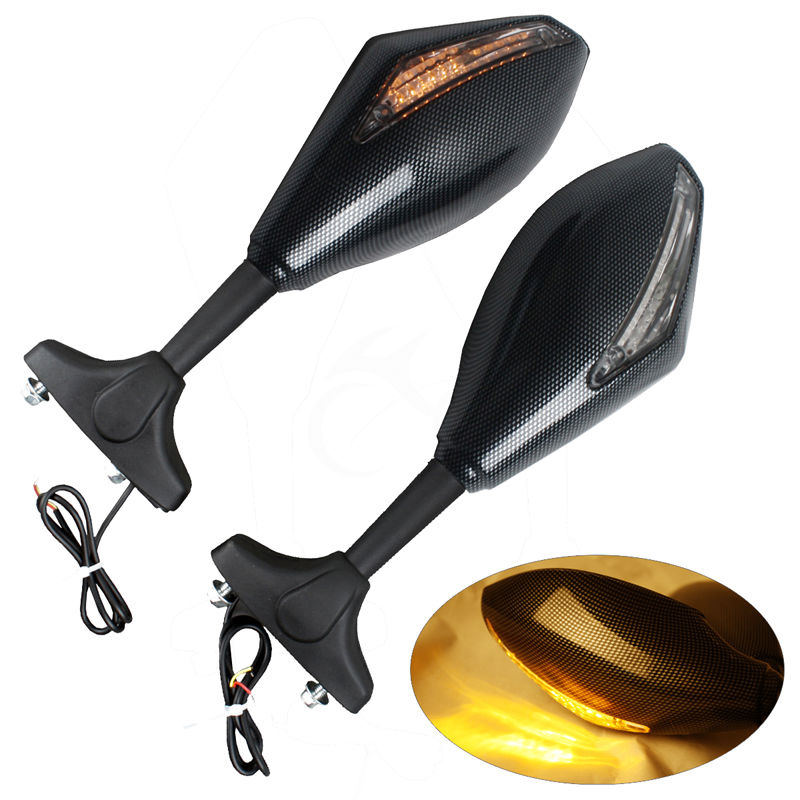 New Turn Signal Integrated Racing Sport Mirrors For Yamaha R1 R6 FZ Motorcycle GSXR 600 750 20012005 20092012 GSXR 1000 200120