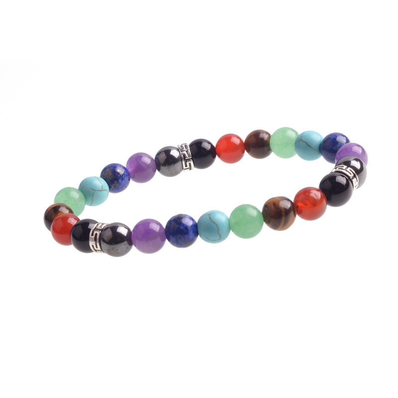7 Chakra reiki Transshipment Natural Stone GuardianYoga Amethyst Agate Tiger Eye Green Gold Green Black Onyx Summer Crystal Jewelry Bracelet
