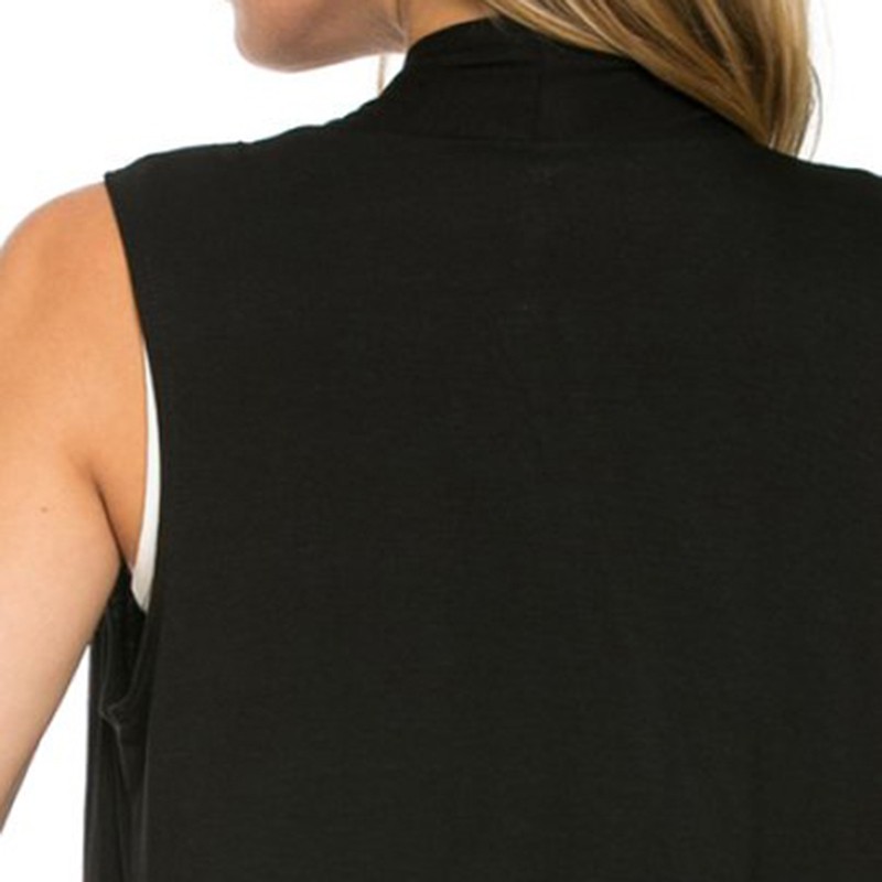 Women Sleeveless Jacket Soft Outerwear Cardigan Long Tops Coat Waistcoat