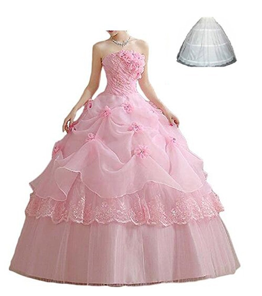 pink sweetheart ball gown quinceanera dresses with flower crystals beaded plus size prom pageant debutante party gown bm20