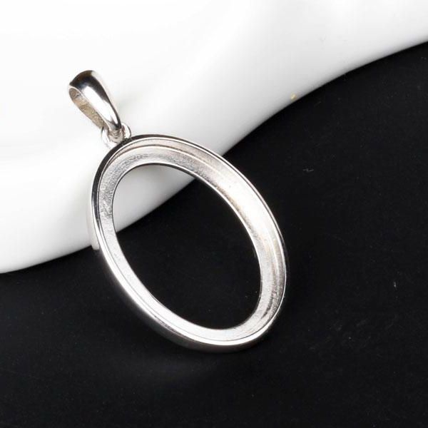 925 Sterling Silver 16x22mm Oval Cabochon Semi Mount Pendant Setting Jewelry