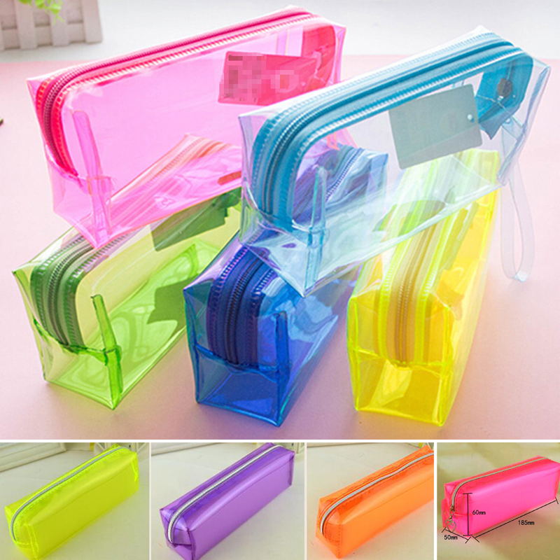 Wholesale Plastic Transparent Pencil Bag Pen case School Stationery Kids Gift Prize Office Home Supplies Bag School Office Supplies