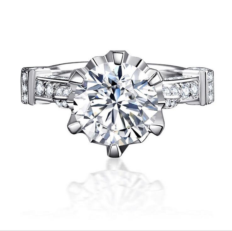 Size5-11 New Arrival Fashion Jewelry 925 Sterling Silver Round Cut White Topaz CZ Diamond Wedding Engagement Women Crown Ring For Lover Gift
