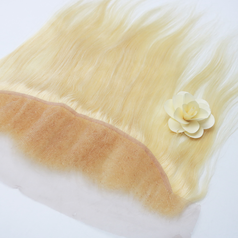 Brazilian Remy Hair 13"X4" Free Part 613 Blonde Lace Frontal Closure Straight Human Hair 130% Density