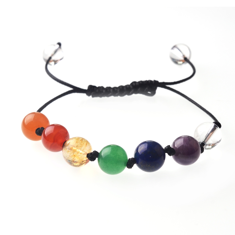 DIY 7 Colorful Natural Stone Beads Crystal Chakra Bracelet For Women Braided Rope Bracelets Reiki Spiritual Yoga Jewelry