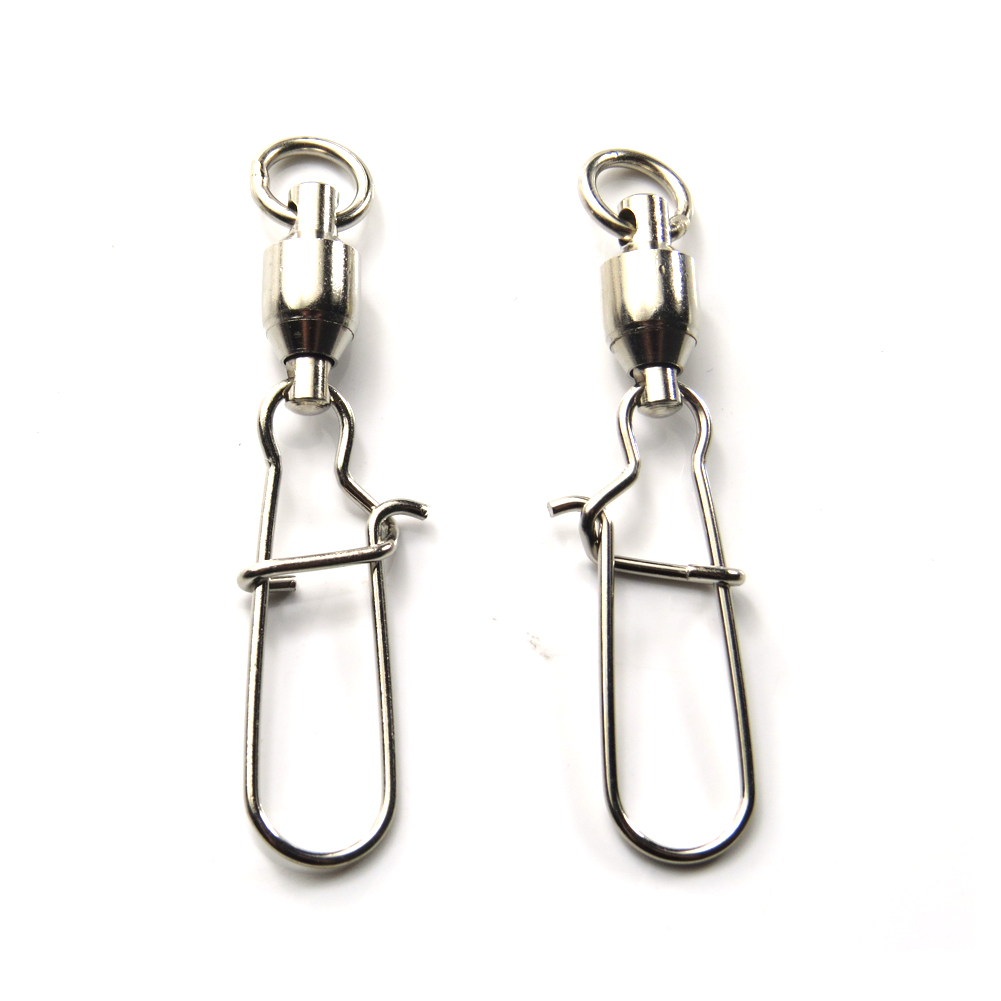 100 pieceslot Fishing ball bearing swivel with duolock snap Stainless sea Bass fishing Sinker connector Crappie Tuna fishing tack