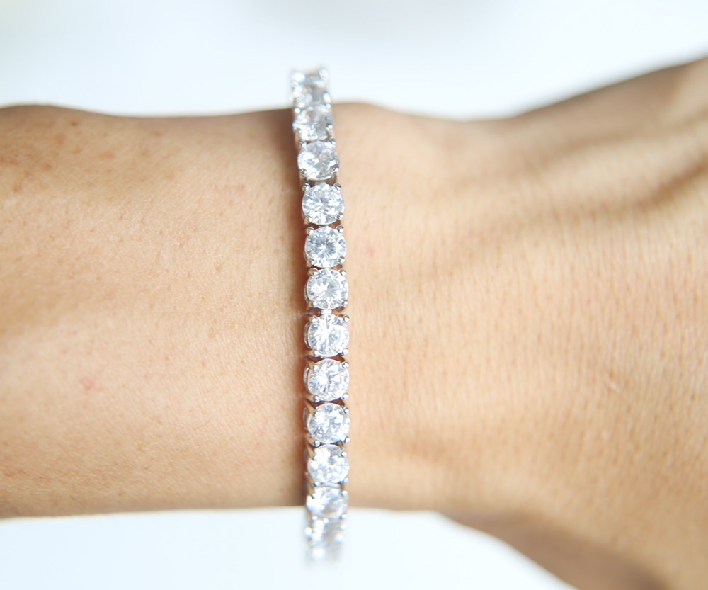 fashioh hip hop 5mm cz tennis bracelet zircon beads men bangle chains strand for women pulseiras bijoux silver crystal bracelets