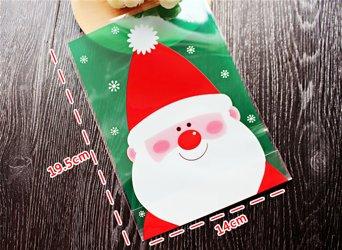 Wholesale-10Pcs Santa Claus Christmas Gift Treat Bags Plastic Cookies Biscuits Candy Packaging Bag Birthday Party Wedding Favor