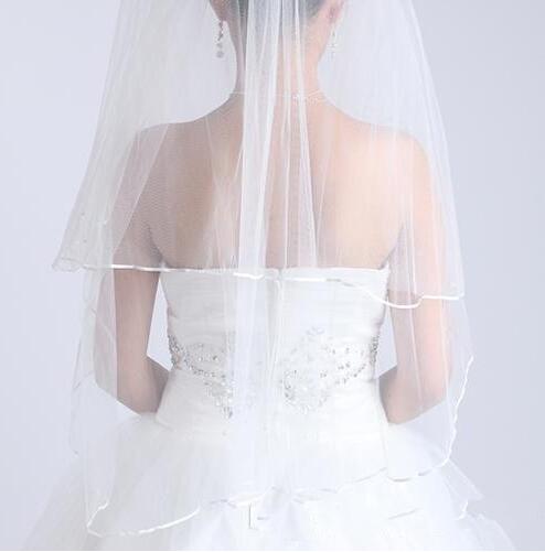 Two-Layer Wedding Veils Real Garden Veils Shoulder-Length With Comb High Quality White Veils for Wedding free shipping HT50