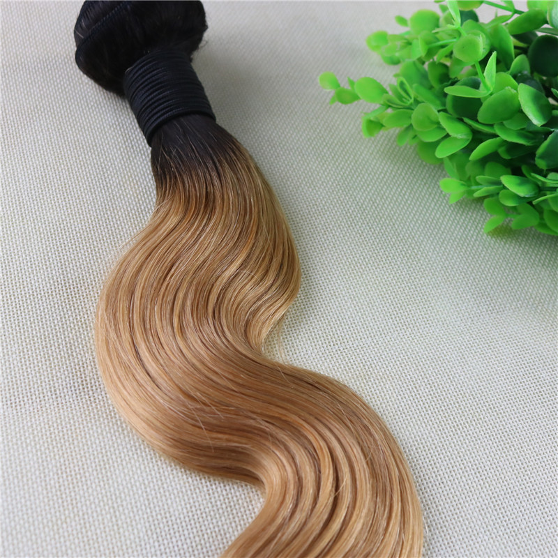 1B 27 Ombre Blonde Brazilian Hair Weaves Body Wave Human Hair Bundles Two Tone Hair Weft 100gram Per Piece
