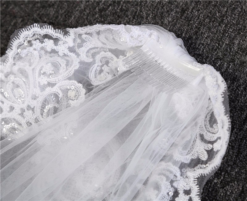 Promotion 3.5m Luxurious Crystal Wedding Veil 3.5 Meters Long Top Quality Cathedral Veil Beige / White Color Crystal Wedding Accessories