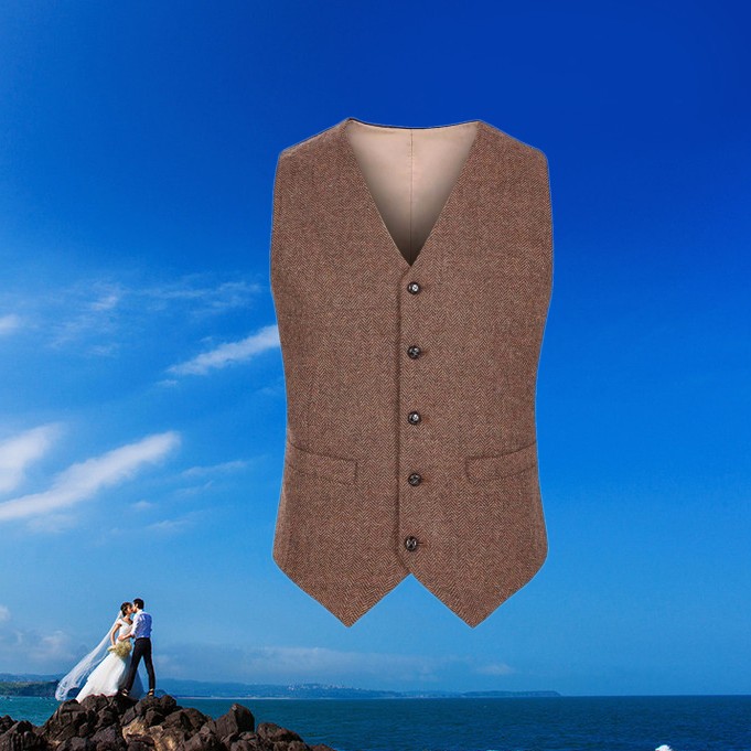 New Arrival 3 Styles Groom Vests Custom Made Brown Groomsmens/Best Man Vest Four Buttons Wedding/Prom/Dinner Waistcoat K666