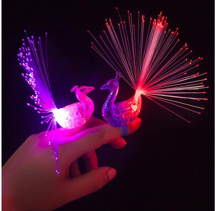 

peacock Glow Light Ring Torch LED Finger Ring Lights Flash Beams Light Halloween Party LED lighted Toys light finger ring