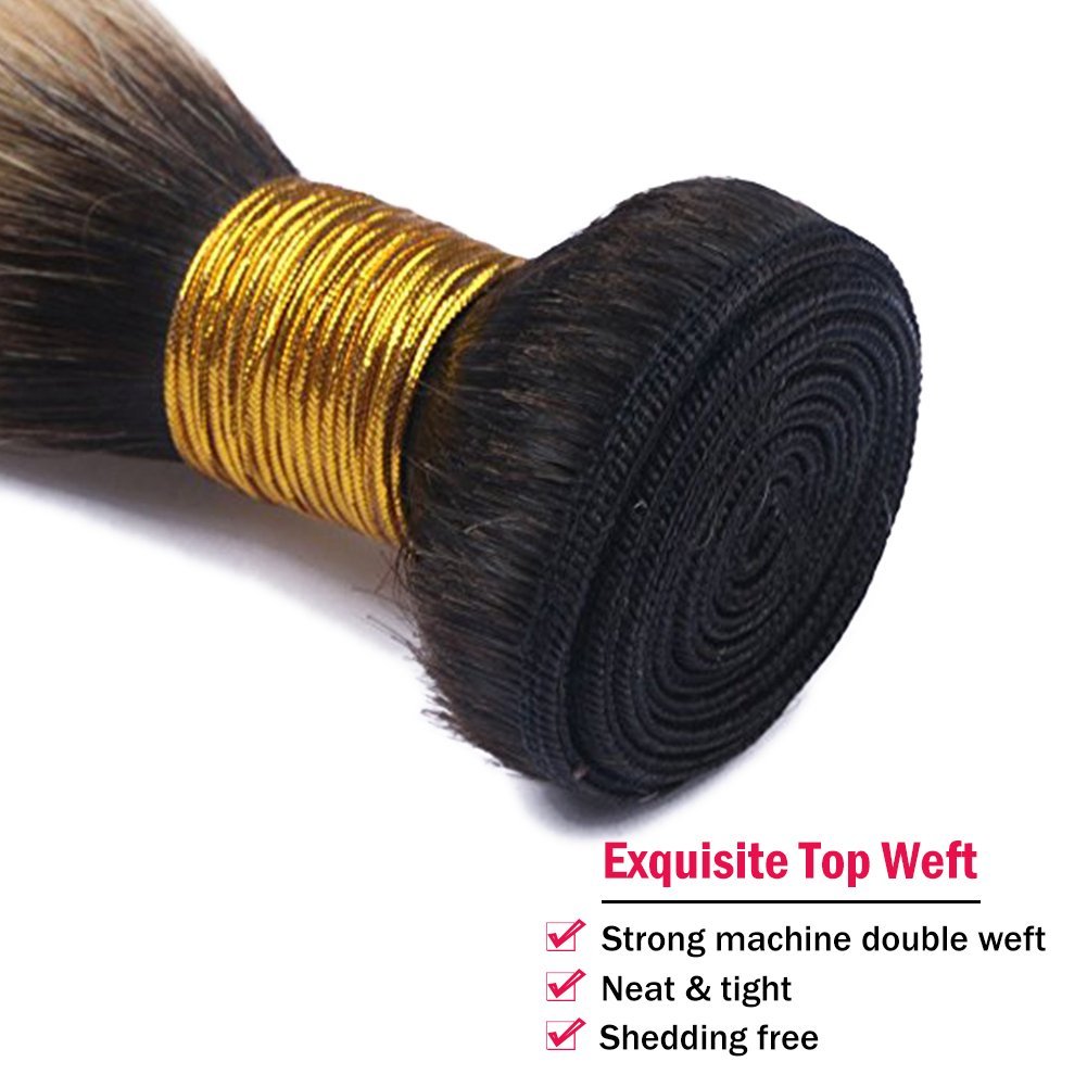 Brazilian Straight Human Hair Weaves Ombre T1b/613 Blonde Two Tone Color Full Head 3pcs/lot Double Wefts Remy Hair Extensions