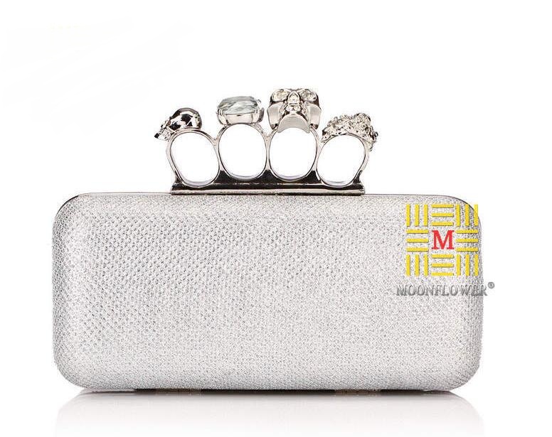NEW Rhinestones women clutch bags diamonds finger ring Bridal Hand Bags crystal wedding bridal handbags purse bags holder
