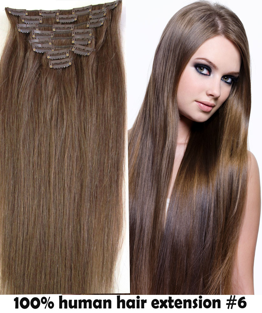 ZZHAIR 16"-32" 8pcs Set Clips in/on 100% Brazilian Remy Human Hair Extension Full Head 100g 120g 140g Natural Straight