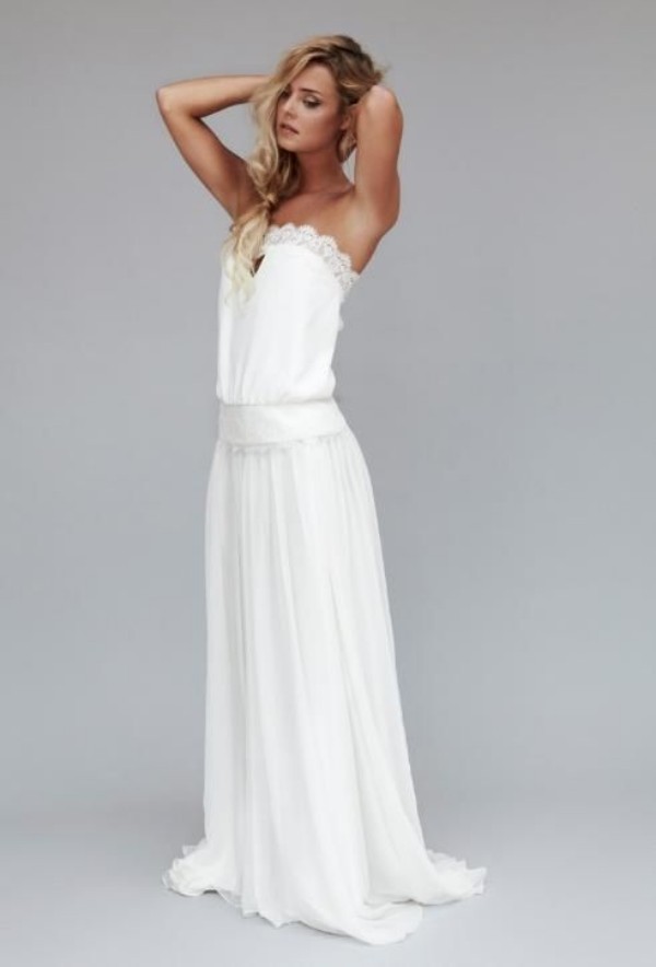 Country Wedding Dress 1920s Cheap Beach Wedding Dress Bohemian Strapless Backless Boho Bridal Gowns Lace Ribbon Custom Made