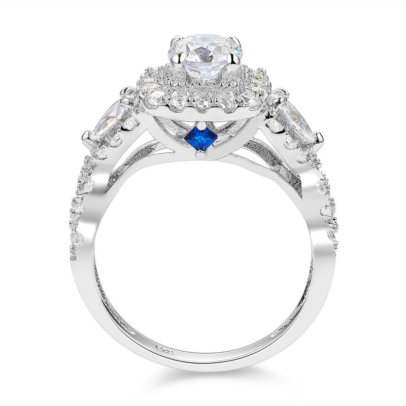 New Arrival Size 5-10 2pc 925 Sterling Silver Jewelry Halo Wedding Ring Sets For Women JR5249