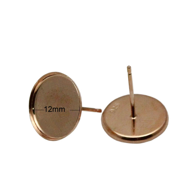 Beadsnice 925 sterling silver stud earring round bezel post earrings stud setting of top quality handmade jewelry accessories ID26463 27064