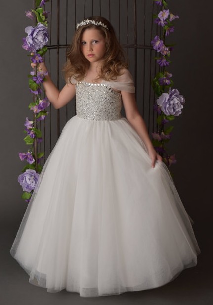 luxurious ivory arabic flower girl dresses portrait beaded crystals tulle child wedding party dresses beautiful pageant dresses