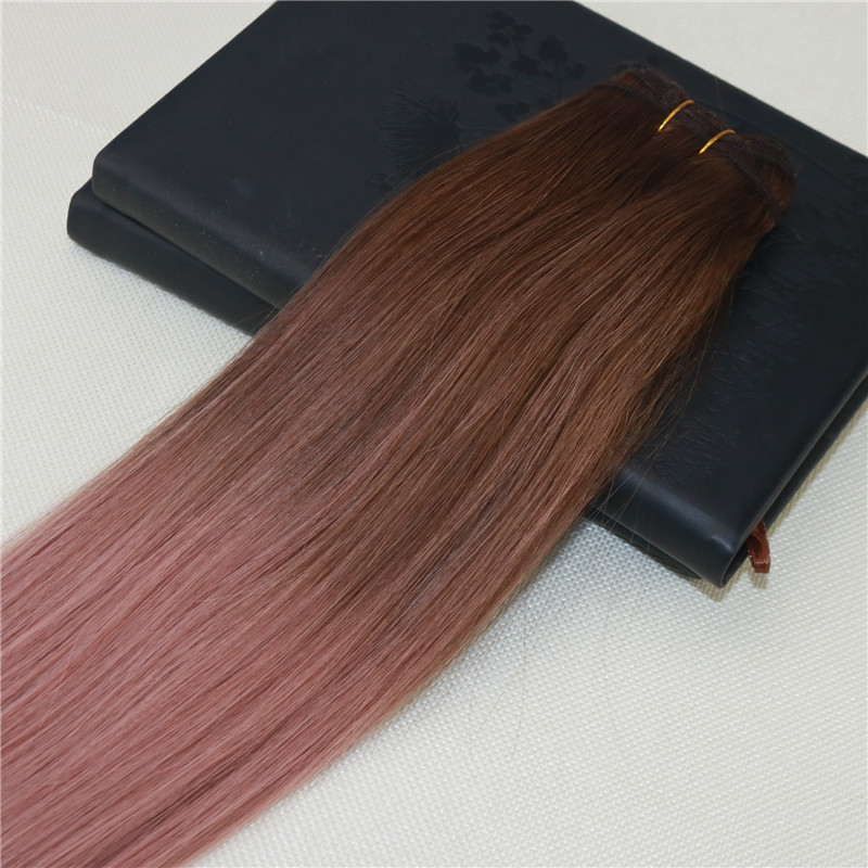 100% Unprocessed Virgin Omber Russian Human Hair Extensions Rose Gold Highlights Remy Hair Weaving Straight Sew in Double Weft Hair Weave