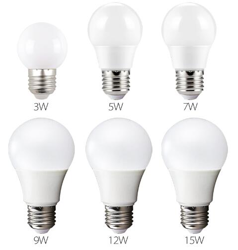 E27 LED Bulb Light Plastic Cover Aluminum 270 Degree Globe Lamp Warm/Cool White Lighting Source