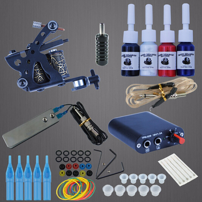 Permanent Makeup Machine Tattoo Kits 8 Wrap Coils Guns Set Black Pigment Sets Power Supply Free 1