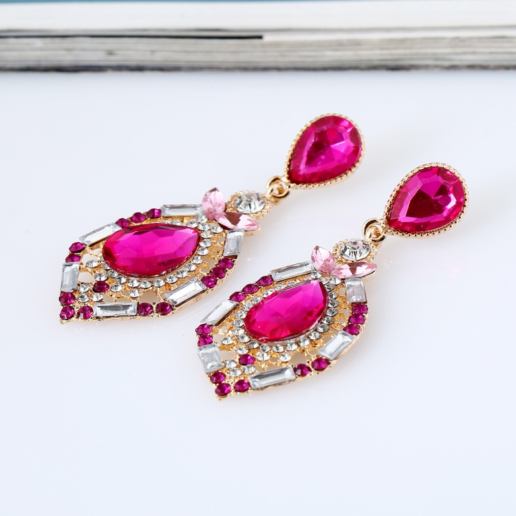Wedding Accessories Fashion Rhinestone Jewelry Diamond Bridal Earrings In Stock Green Blue wedding Jewellery Sets Earring